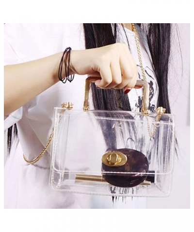 Clear Women Shoulder Bag Jelly Purse Chain Crossbody Bag Transparent Twist Lock Closure Handbag Top-Handle Satchel Clear $15....