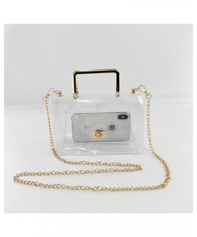 Clear Women Shoulder Bag Jelly Purse Chain Crossbody Bag Transparent Twist Lock Closure Handbag Top-Handle Satchel Clear $15....