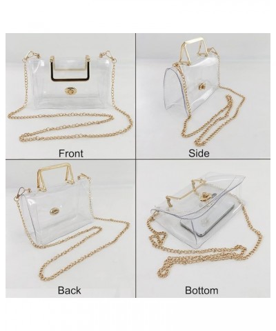 Clear Women Shoulder Bag Jelly Purse Chain Crossbody Bag Transparent Twist Lock Closure Handbag Top-Handle Satchel Clear $15....