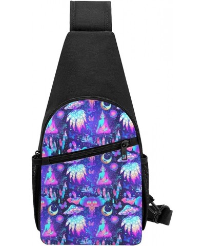 Men's Crossbody Bags, Casual Compatible with Trippy Moon Elephant Mushrooms Daypacks for Cycling and Travel, Fashion Sling Sh...