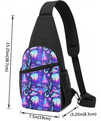 Men's Crossbody Bags, Casual Compatible with Trippy Moon Elephant Mushrooms Daypacks for Cycling and Travel, Fashion Sling Sh...