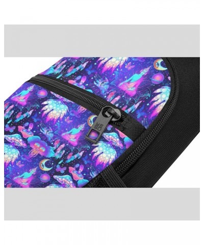 Men's Crossbody Bags, Casual Compatible with Trippy Moon Elephant Mushrooms Daypacks for Cycling and Travel, Fashion Sling Sh...