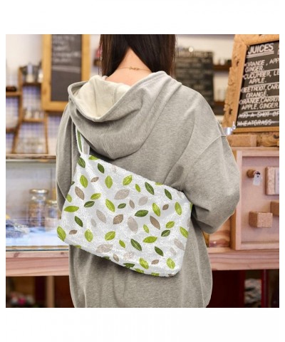 Cute Watercolor Wildflowers Women Designers Hobo Bags, Fluffy Bag Women Single Shoulder Bag Decorative Leaf Green Beige $11.7...