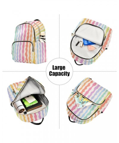 Wave Line Women's Backpack Purse Fashion Travel Anti Theft Backpack Casual Daypack for Work College,M Small $15.75 Backpacks