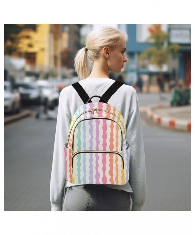 Wave Line Women's Backpack Purse Fashion Travel Anti Theft Backpack Casual Daypack for Work College,M Small $15.75 Backpacks