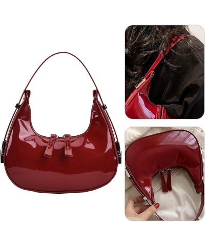 Underarm Bag Y2k Crescent Shoulder Bag for Women Retro Y2k Sparkly Hobo Handbags 2023 Christmas Gift Red $15.61 Totes