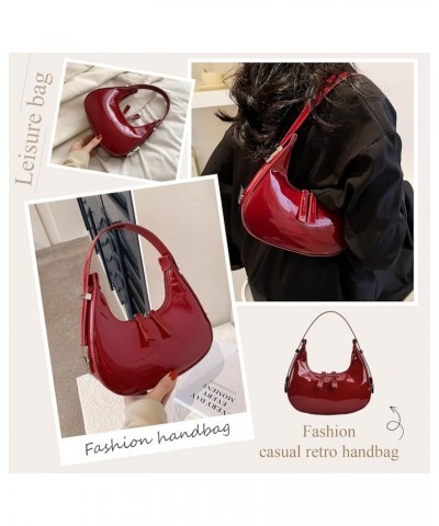 Underarm Bag Y2k Crescent Shoulder Bag for Women Retro Y2k Sparkly Hobo Handbags 2023 Christmas Gift Red $15.61 Totes