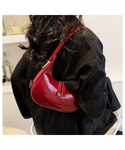 Underarm Bag Y2k Crescent Shoulder Bag for Women Retro Y2k Sparkly Hobo Handbags 2023 Christmas Gift Red $15.61 Totes