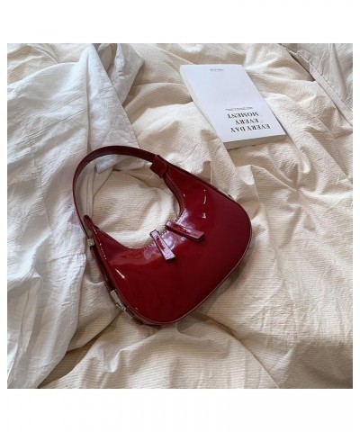 Underarm Bag Y2k Crescent Shoulder Bag for Women Retro Y2k Sparkly Hobo Handbags 2023 Christmas Gift Red $15.61 Totes