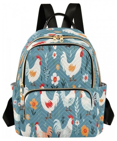 Beautiful Chicken Rooster Blossom Women Backpack Purse Ladies Fashion Shoulder Bag Daypack Travel Bag 7.5L Small $16.42 Backp...