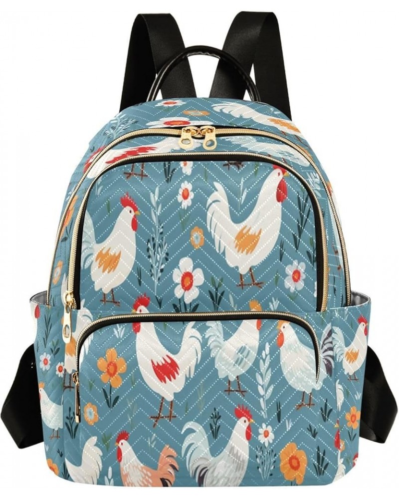 Beautiful Chicken Rooster Blossom Women Backpack Purse Ladies Fashion Shoulder Bag Daypack Travel Bag 7.5L Small $16.42 Backp...