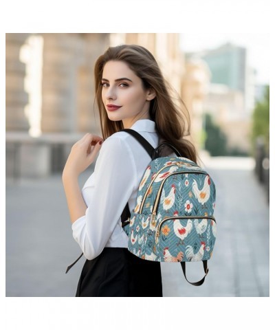 Beautiful Chicken Rooster Blossom Women Backpack Purse Ladies Fashion Shoulder Bag Daypack Travel Bag 7.5L Small $16.42 Backp...