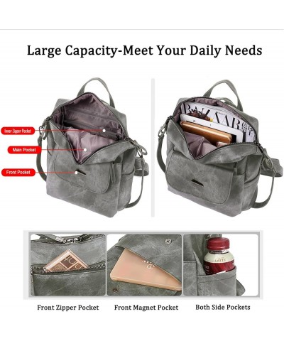 PU Leather Backpack Purse for Women Fashion Travel Backpack Convertible Ladies Shoulder Satchel Bags Coffee Grey $24.54 Backp...