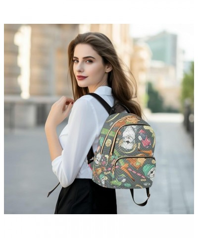 Women Backpack Rock Music Dogs Anti-Theft Travel Backpack with Luggage Belt Lightweight Handbag Lady Purse Roomy Double Zippe...