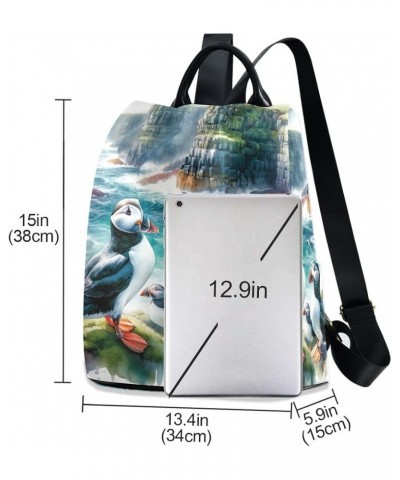 Backpack Purse for Women Forest Wolf Anti Theft Travel Bag Fashion Pompom Backpack for Hiking Seabirds Watercolor $26.39 Back...