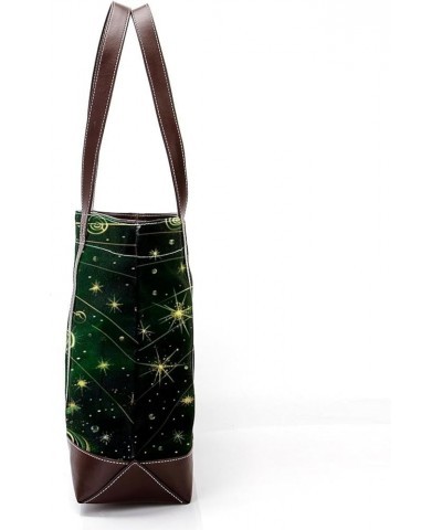 Tote Bag for Women, Large Tote Bags for Women, Tote Bag with Zipper, Christmas Tree Green Snowflakes, Tote Bag for Work Desig...