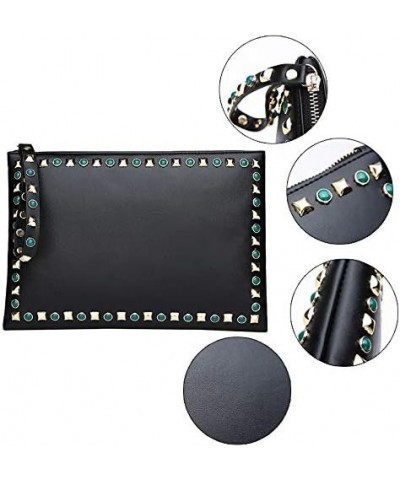 Rebecca Women Classic Rivets Handbag PU Leather Envelope Bag Portable Totes Evening Clutch Purse with Shoulder Strap Black 02...