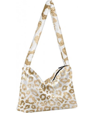 Women Boho Handbag Gold Silver Leopard Print Underarm Bag Tote Bag Shoulder Bag Crossbody Bag Fluffy Cell Phone Purse Lady Tr...