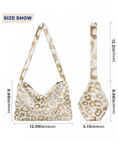 Women Boho Handbag Gold Silver Leopard Print Underarm Bag Tote Bag Shoulder Bag Crossbody Bag Fluffy Cell Phone Purse Lady Tr...