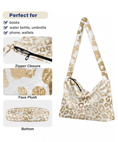 Women Boho Handbag Gold Silver Leopard Print Underarm Bag Tote Bag Shoulder Bag Crossbody Bag Fluffy Cell Phone Purse Lady Tr...