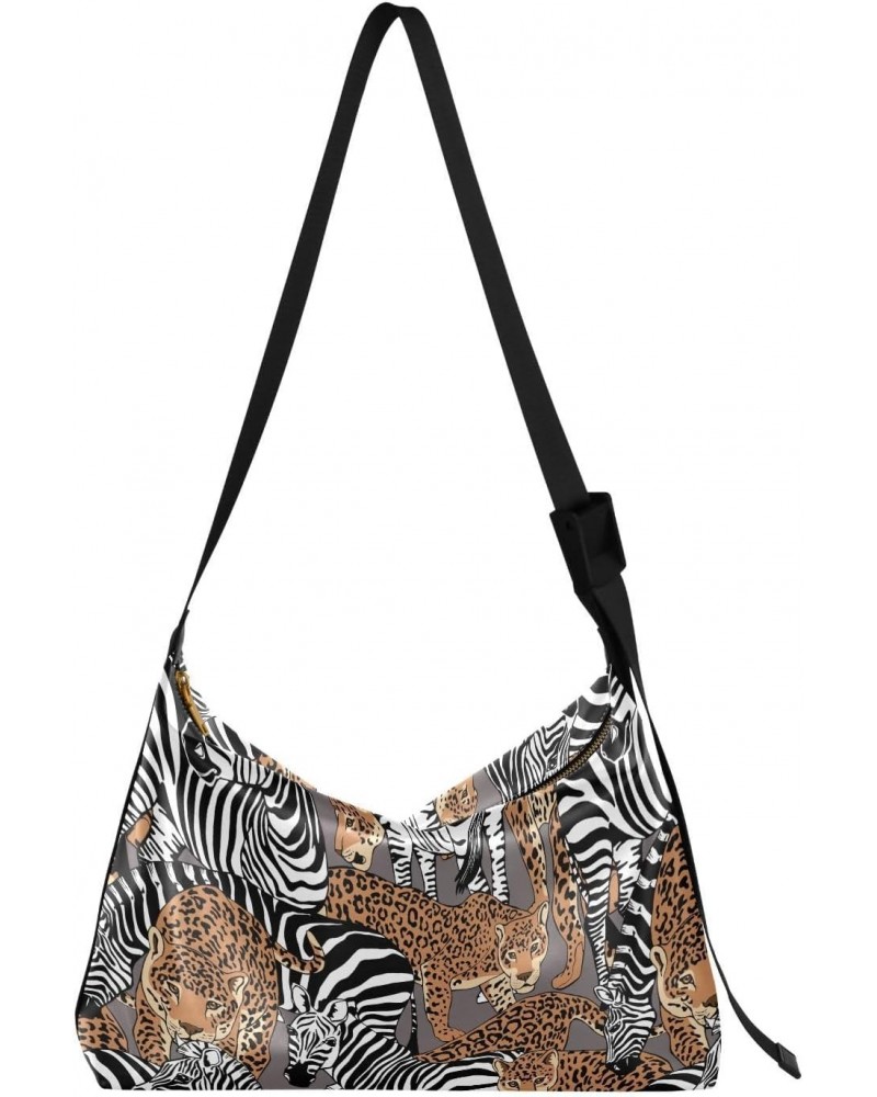 Jaguars Zebras Hobo Bags for Women Leather Purses Shoulder Bag Crossbody Bag Handbag for Gifts Work Travel $14.19 Hobo Bags