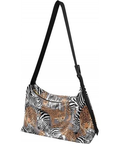 Jaguars Zebras Hobo Bags for Women Leather Purses Shoulder Bag Crossbody Bag Handbag for Gifts Work Travel $14.19 Hobo Bags