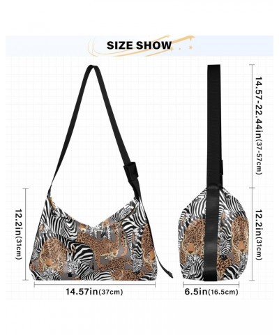 Jaguars Zebras Hobo Bags for Women Leather Purses Shoulder Bag Crossbody Bag Handbag for Gifts Work Travel $14.19 Hobo Bags