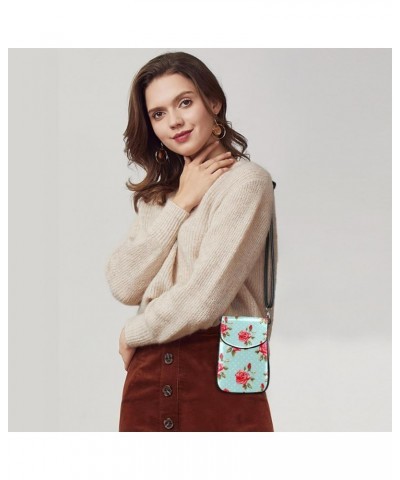 Faux Leather Crossbody Bag for Women, Messenger Bag, Shoulder Bag, dot and rose flower $10.66 Crossbody Bags