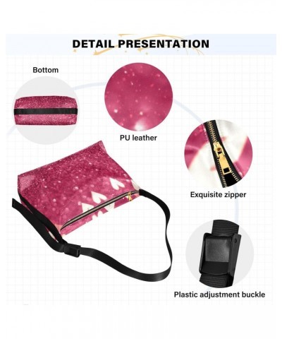 Crossbody Bag for Women Men Trendy Hearts Red Glitter Leather Casual Hobo Shoulder Bags Purses with Adjustable Strap Shiny Bl...