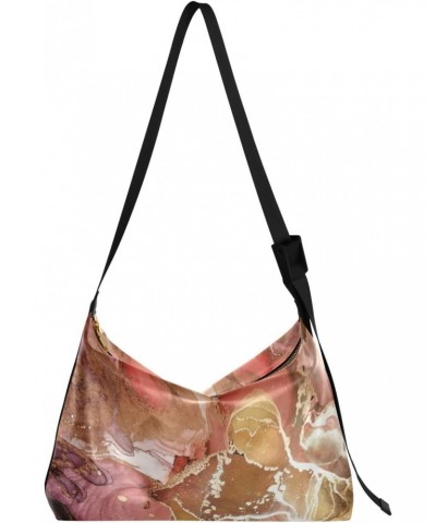 Texture Pink Marbling Hobo Crossbody Bags for Women Leather Large Shoulder Bag Cross Body Alcohol Ink Trendy Womens Tote Bags...