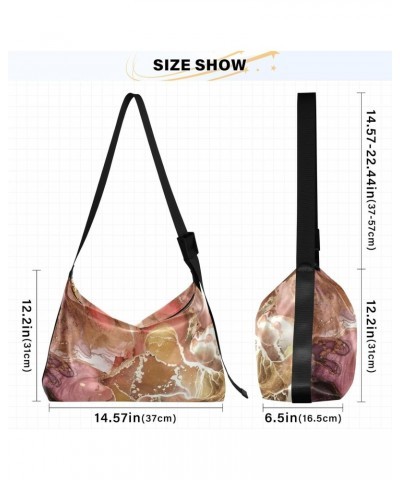 Texture Pink Marbling Hobo Crossbody Bags for Women Leather Large Shoulder Bag Cross Body Alcohol Ink Trendy Womens Tote Bags...