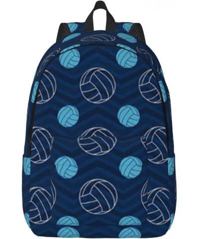 Blue Volleyball Print Unisex Canvas Backpack Cute Backpack For Travel Sports Casual Aesthetic Backpack Black Small $17.40 Bac...