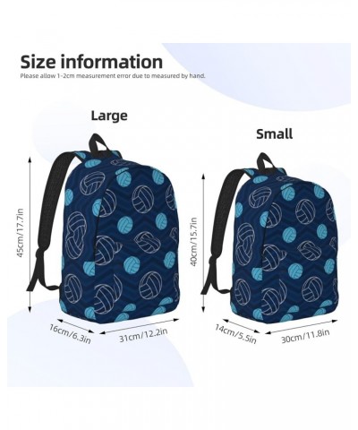 Blue Volleyball Print Unisex Canvas Backpack Cute Backpack For Travel Sports Casual Aesthetic Backpack Black Small $17.40 Bac...