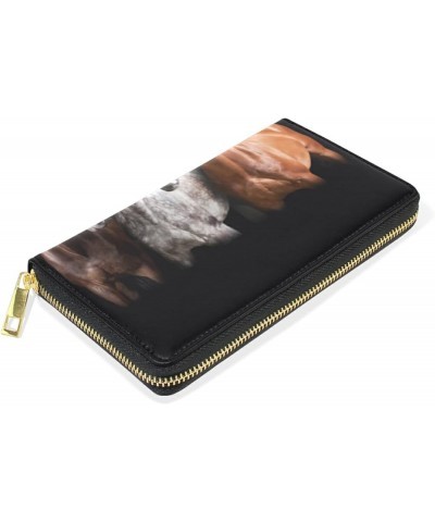 Marble Agate with White and Gold Veins Powder Marbling Surface Leather Long Wallet Organizer with Zipper Purse Clutch Bag for...