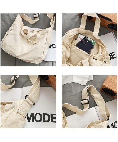 Women's Canvas Crossbody Bag Large Shoulder Bag Solid Color Casual Messenger Bag Travel Handbag Unisex Black $10.58 Totes