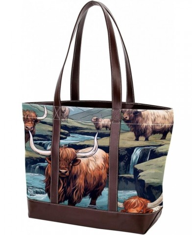 Yak Canvas Leather Mix Handbag, 13.3x4.7x12.2 in, Stylish and Spacious Tote Purse for Women $19.20 Totes