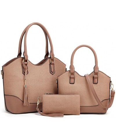 Women Fashion Shoulder Handbags Wallet Tote Bag Top Handle Satchel Hobo with Zipper Closure Set 918-light Brown $50.68 Totes