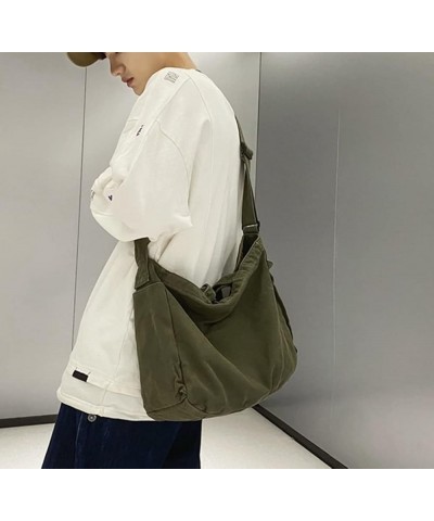 Women's Canvas Crossbody Bag Large Shoulder Bag Solid Color Casual Messenger Bag Travel Handbag Unisex Black $10.58 Totes