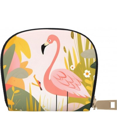 Card Wallet Jungle Flamingo Leather Small Wallet Travel Wallet Slim With Zipper Credit Card Holder For Women Gift Accordion P...