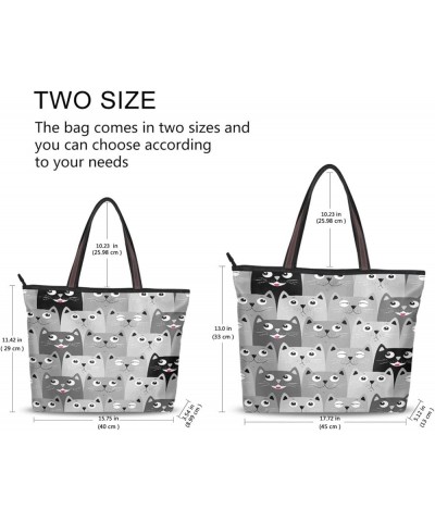 Tote Bag for Women with Zipper,Polyester Tote Purse Holiday Tote Bag Work Handbag Women Gift Cat 18 $10.29 Shoulder Bags