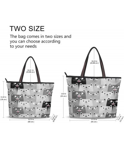 Tote Bag for Women with Zipper,Polyester Tote Purse Holiday Tote Bag Work Handbag Women Gift Cat 18 $10.29 Shoulder Bags