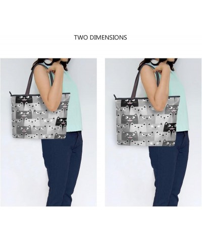 Tote Bag for Women with Zipper,Polyester Tote Purse Holiday Tote Bag Work Handbag Women Gift Cat 18 $10.29 Shoulder Bags