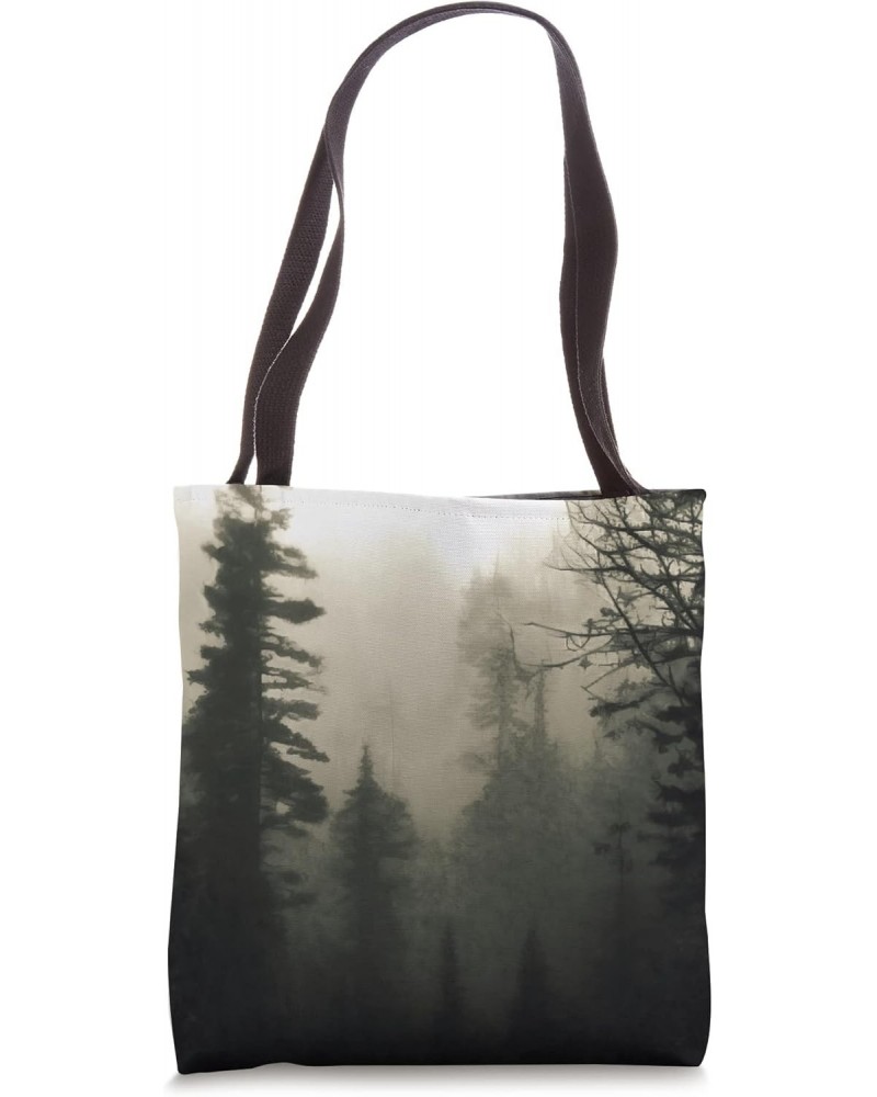 Moody Foggy Treescape Landscape Painting Tote Bag $13.62 Totes