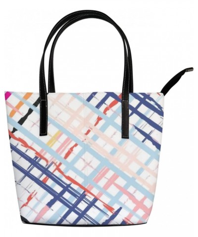 Fashionable women's handbag tote bag, Bold Plaid Patternprinted shoulder bag is light and durable $18.86 Shoulder Bags