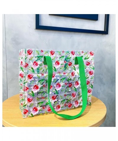 Transparent Floral Clear Tote Bags, Waterproof Casual Colrful Floral Handbag, Clear Tote Purse Bag Floral-08 $10.29 Totes