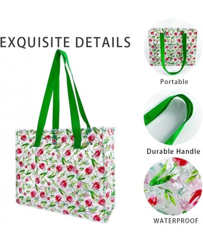 Transparent Floral Clear Tote Bags, Waterproof Casual Colrful Floral Handbag, Clear Tote Purse Bag Floral-08 $10.29 Totes