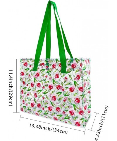 Transparent Floral Clear Tote Bags, Waterproof Casual Colrful Floral Handbag, Clear Tote Purse Bag Floral-08 $10.29 Totes