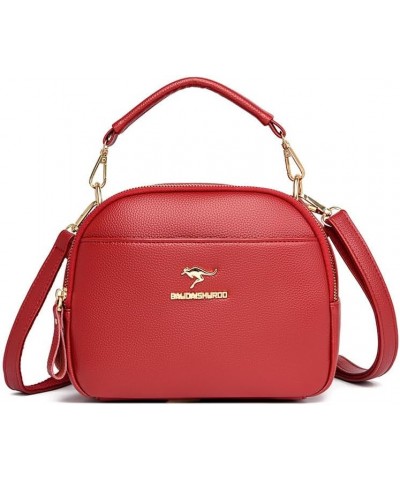 Women's Bag One Shoulder Crossbody Bag Simple Portable Small Round Bag, Black, 22 * 9 * 18CM Red $27.23 Totes