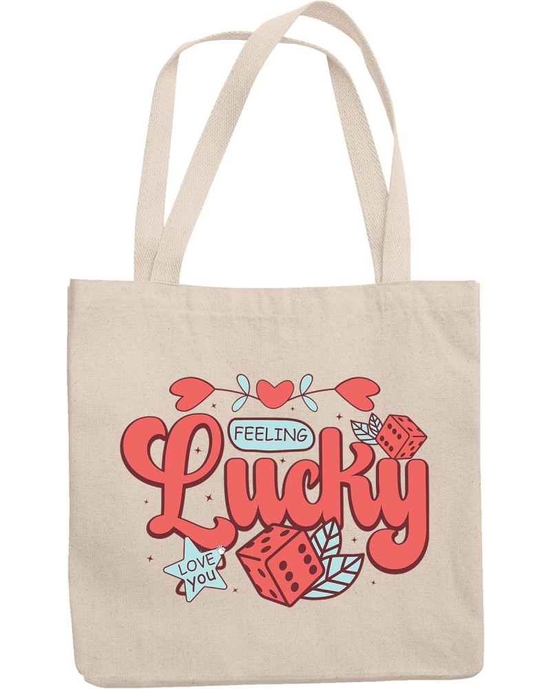 Retro Feeling Lucky, Love You with Dice, Valentine's Day Gift, 12oz Canvas Tote Bag $15.65 Totes