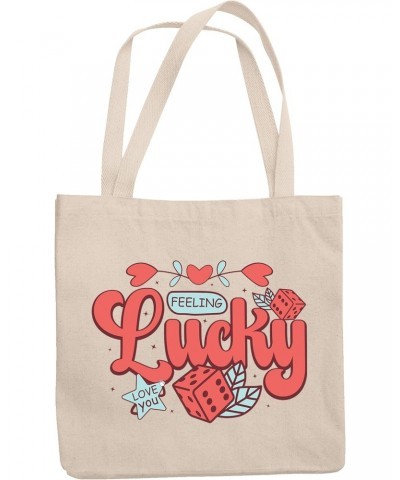 Retro Feeling Lucky, Love You with Dice, Valentine's Day Gift, 12oz Canvas Tote Bag $15.65 Totes